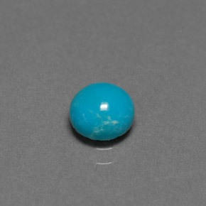 Turquesa azul natural 0,75ct, corte redondo, opaco