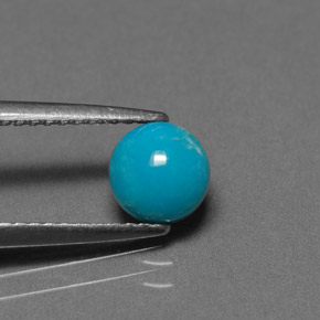 Turquesa azul natural 0,75ct, corte redondo, opaco