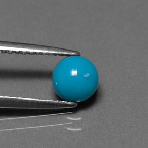 Turquesa azul natural 0,77ct, corte redondo, opaco