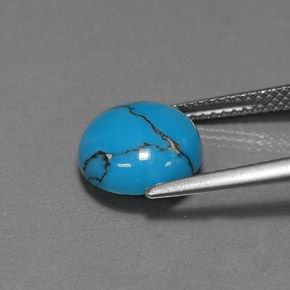 Turquesa azul natural 2,22ct, corte redondo, opaco