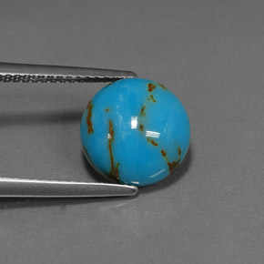 Turquesa azul natural 3,09ct, corte redondo, opaco