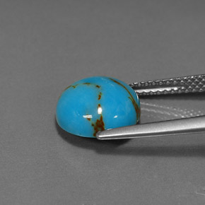 Turquesa azul natural 3,09ct, corte redondo, opaco