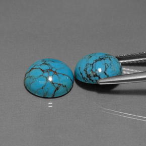 Pedras preciosas de turquesa azul natural de  ct, corte redondo, opaco