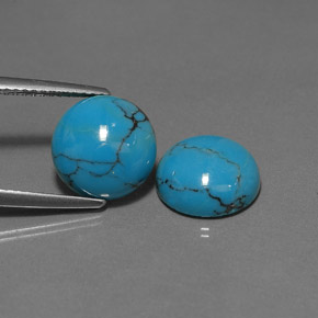 Pedras preciosas de turquesa azul natural de  ct, corte redondo, opaco