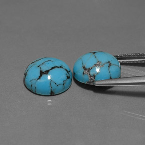 Pedras preciosas de turquesa azul natural de  ct, corte redondo, opaco