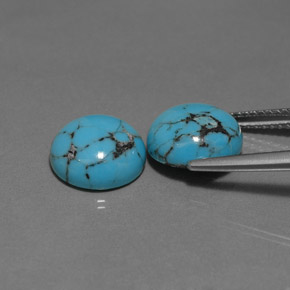Pedras preciosas de turquesa azul natural de  ct, corte redondo, opaco