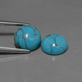 Pedras preciosas de turquesa azul natural de  ct, corte redondo, opaco