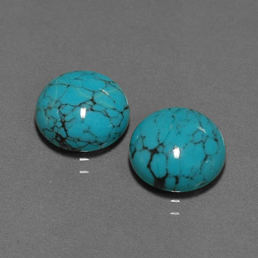 Pedras preciosas de turquesa azul natural de  ct, corte redondo, opaco