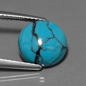 Turquesa azul natural 2,56ct, corte redondo, opaco