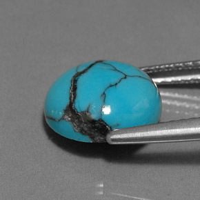 Turquesa azul natural 2,56ct, corte redondo, opaco