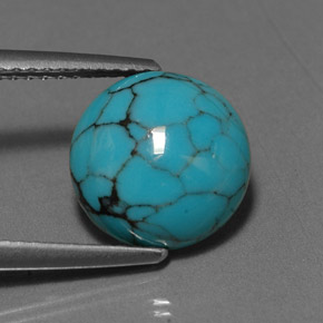 Turquesa azul natural 2,55ct, corte redondo, opaco