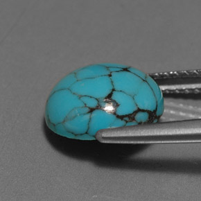 Turquesa azul natural 2,55ct, corte redondo, opaco