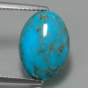 Turquesa azul natural 4,18ct, corte oval, opaco