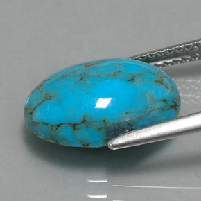 Turquesa azul natural 4,18ct, corte oval, opaco