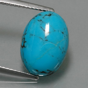 Turquesa azul natural 3,84ct, corte oval, opaco