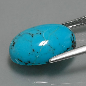 Turquesa azul natural 3,84ct, corte oval, opaco