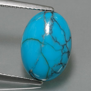 Turquesa azul natural 4,52ct, corte oval, opaco