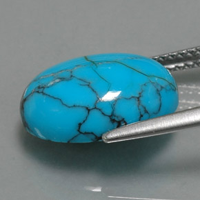 Turquesa azul natural 4,52ct, corte oval, opaco