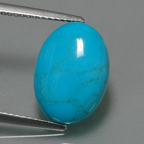Turquesa azul natural 3,84ct, corte oval, opaco