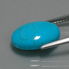 Turquesa azul natural 3,84ct, corte oval, opaco