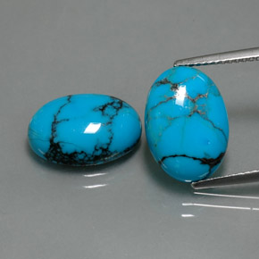 Pedras preciosas de turquesa azul natural de  ct, corte oval, opaco