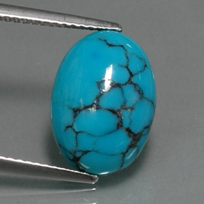 Turquesa azul natural 4,20ct, corte oval, opaco