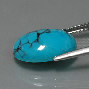 Turquesa azul natural 4,20ct, corte oval, opaco
