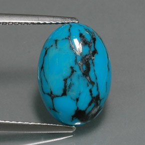Turquesa azul natural 4,06ct, corte oval, opaco