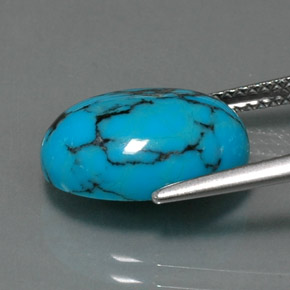 Turquesa azul natural 4,06ct, corte oval, opaco