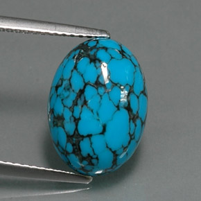 Turquesa azul natural 4,09ct, corte oval, opaco
