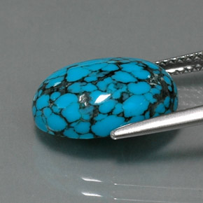 Turquesa azul natural 4,09ct, corte oval, opaco