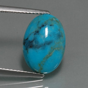 Turquesa azul natural 3,78ct, corte oval, opaco