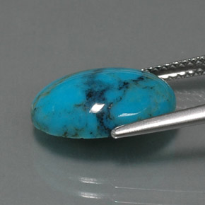 Turquesa azul natural 3,78ct, corte oval, opaco