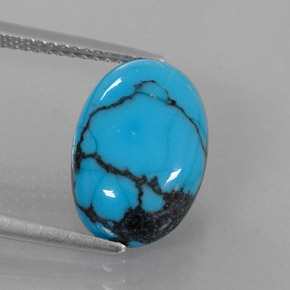 Turquesa azul natural 4,20ct, corte oval, opaco