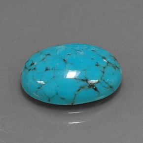 Turquesa azul natural 3,40ct, corte oval, opaco