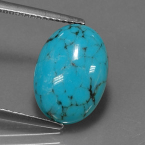 Turquesa azul natural 3,40ct, corte oval, opaco