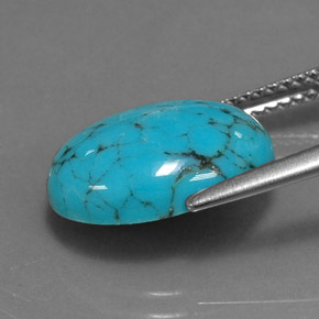 Turquesa azul natural 3,40ct, corte oval, opaco