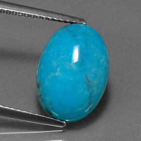 Turquesa azul natural 4,33ct, corte oval, opaco