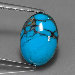 Turquesa azul natural 4,08ct, corte oval, opaco