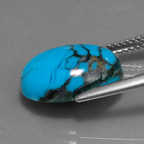 Turquesa azul natural 4,08ct, corte oval, opaco