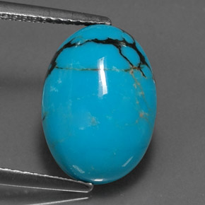 Turquesa azul natural 4,44ct, corte oval, opaco
