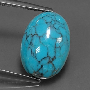 Turquesa azul natural 3,84ct, corte oval, opaco