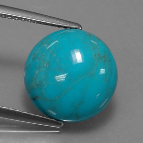 Turquesa azul natural 4,30ct, corte redondo, opaco