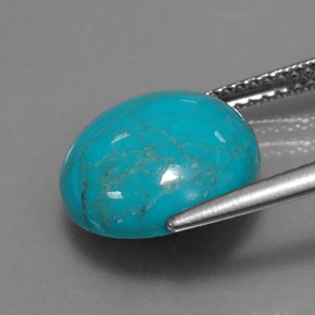 Turquesa azul natural 4,30ct, corte redondo, opaco