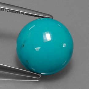 Turquesa azul natural 4,17ct, corte redondo, opaco