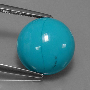 Turquesa azul natural 3,88ct, corte redondo, opaco