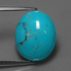 Turquesa azul natural 3,79ct, corte oval, opaco