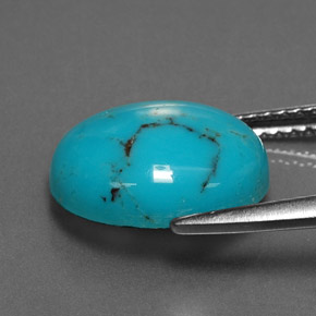 Turquesa azul natural 3,79ct, corte oval, opaco