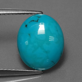 Turquesa azul natural 2,77ct, corte oval, opaco