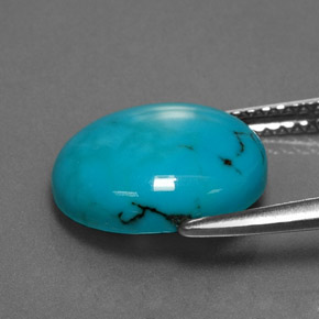 Turquesa azul natural 2,77ct, corte oval, opaco